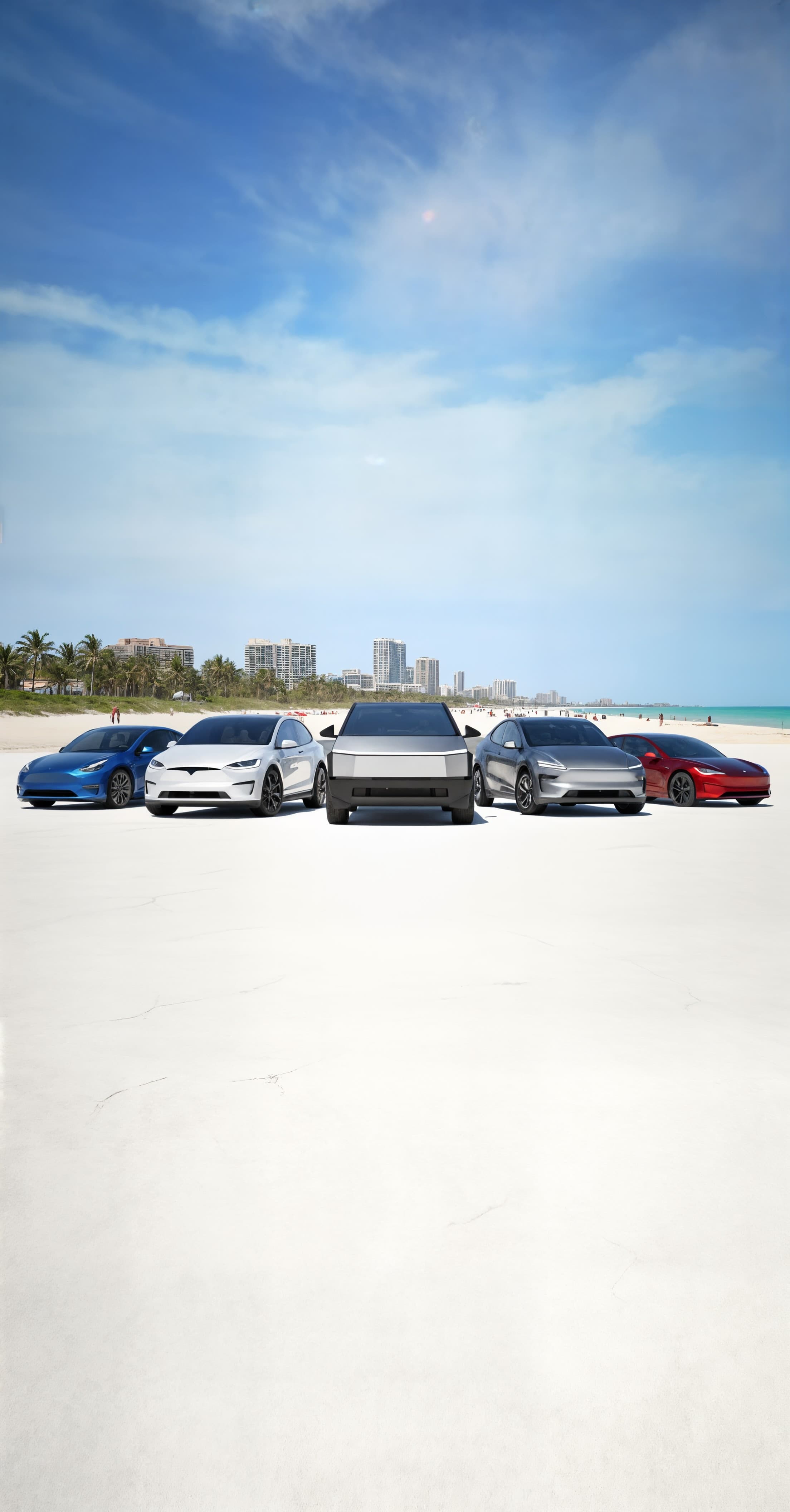 Tesla lineup in Miami