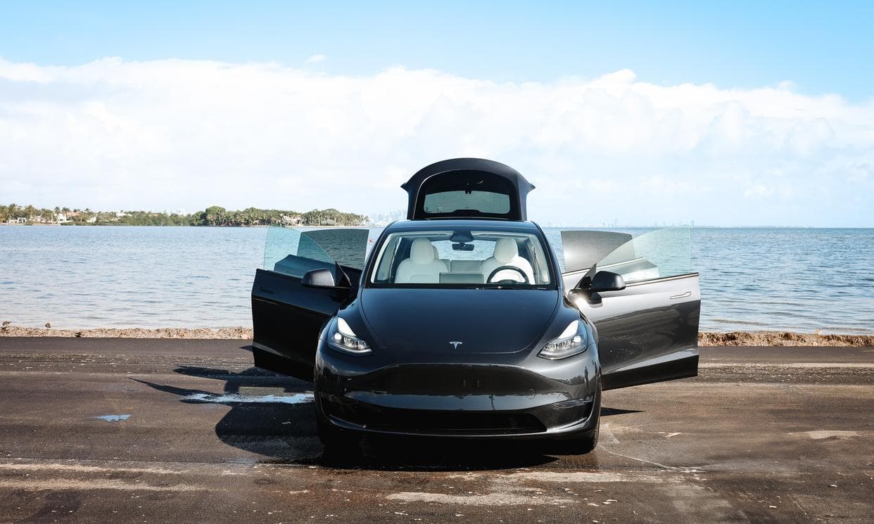 Tesla Model Y in Solid Black for rent in Miami