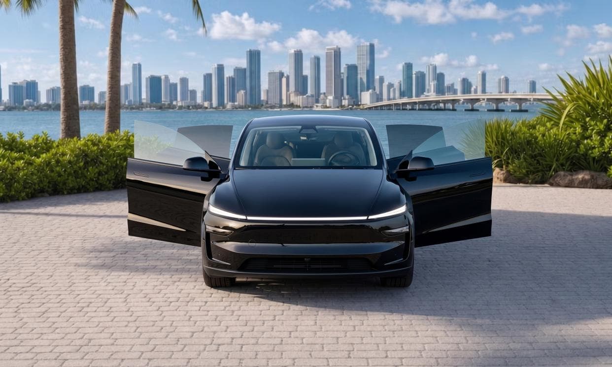 Tesla Model Y in Solid Black for rent in Miami